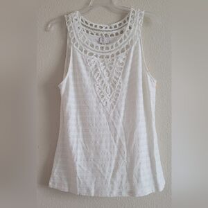 Anthropologie Sz Medium Postmark Aicha embellished white sleeveless top